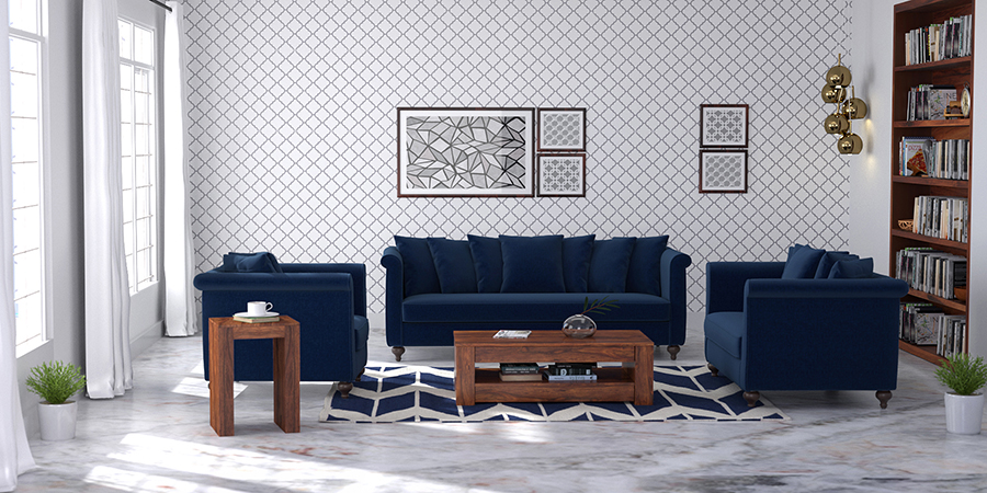 Leroy Fabric Sofa 6Seater (Blue)